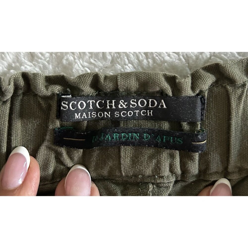 Scotch & Soda Army Green Cotton Twill Shorts Drawstring Elastic Waist Size XS - Picture 4 of 9